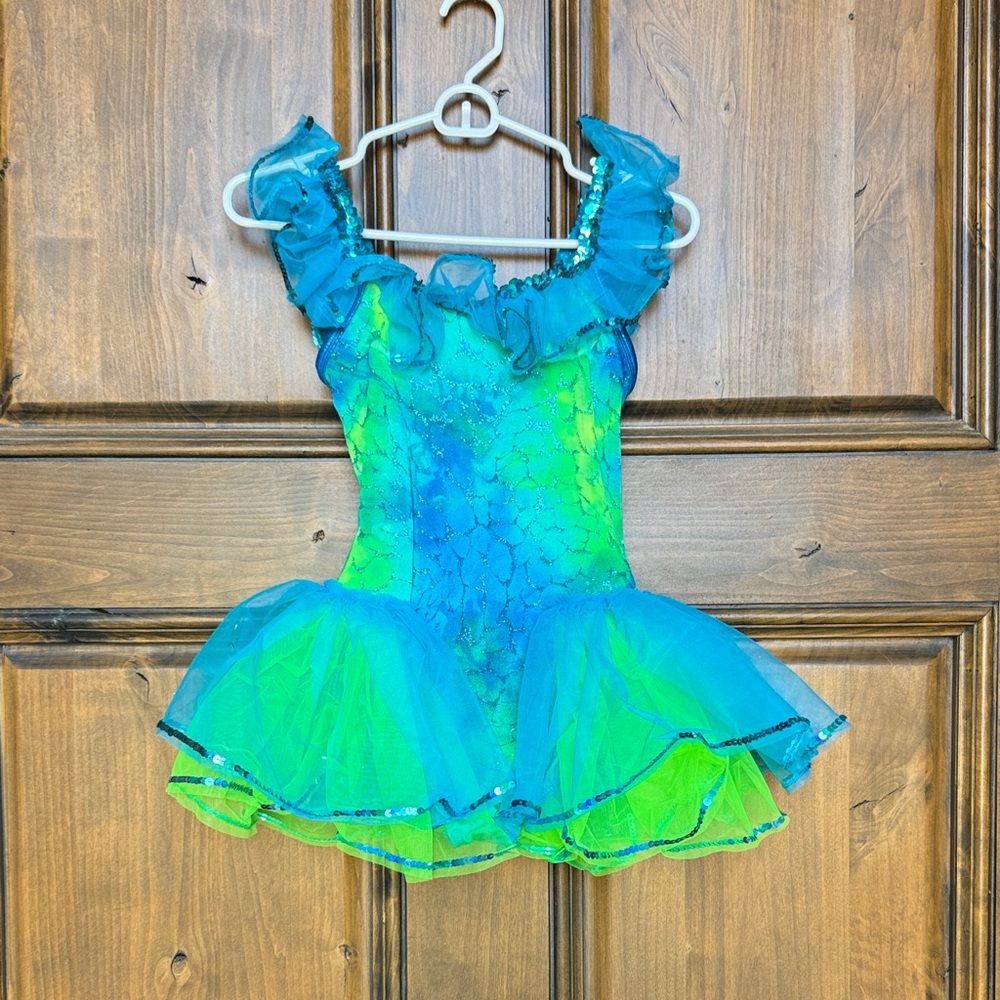 A Wish Come True Blue and Green Kids Dance Costume - Picture 2 of 5